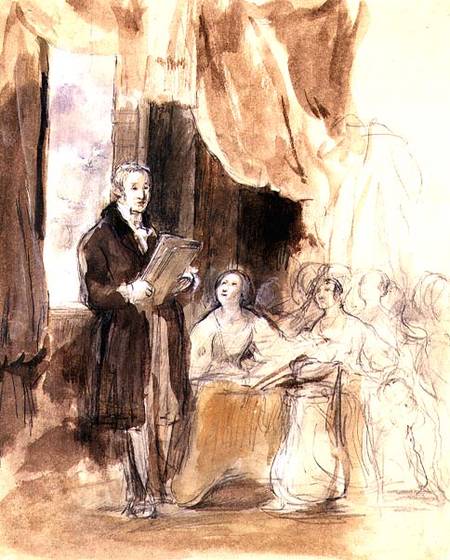 Sir Robert Peel Reading to Queen Victoria van Sir David Wilkie