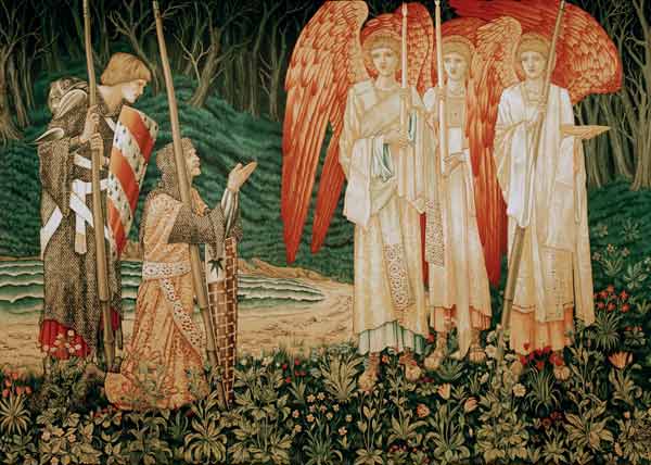 Attaining the Holy Grail , Tapestry van Sir Edward Burne-Jones