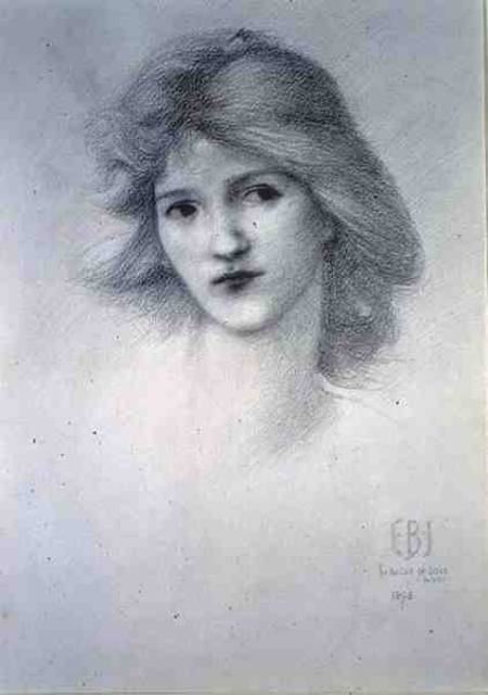 Female Head, study for 'The Car of Love' van Sir Edward Burne-Jones