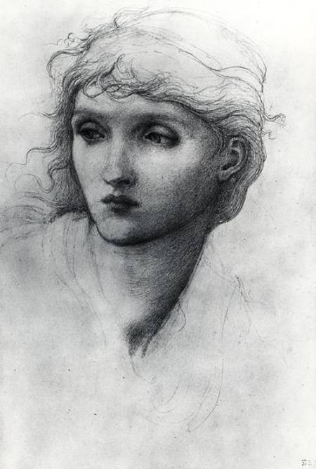 Study of a Girl's Head van Sir Edward Burne-Jones