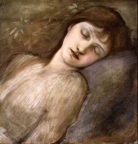 Study for the Sleeping Princess in 'The Briar Rose' Series van Sir Edward Burne-Jones