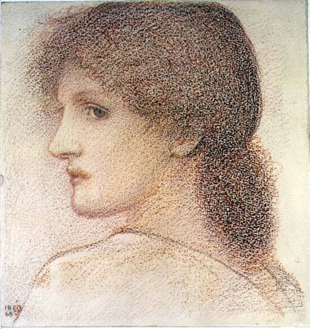 A Study of a Woman's Head, Turned to the Left van Sir Edward Burne-Jones