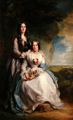 Lady Adeliza Manners and Lady Mary Foley, 1848 (oil on canvas) van Sir Francis Grant