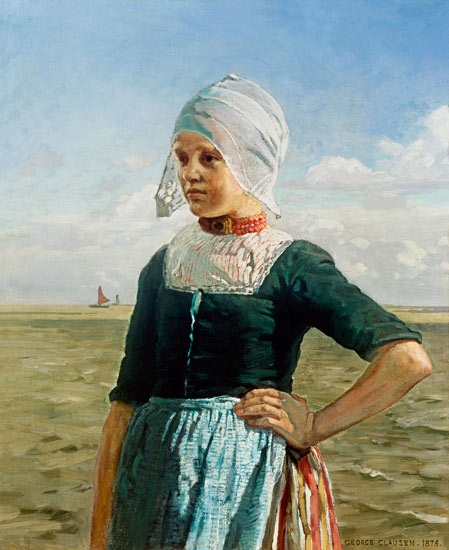 Hollands zeeuws meisje voor de zuiderzee van Sir George Clausen