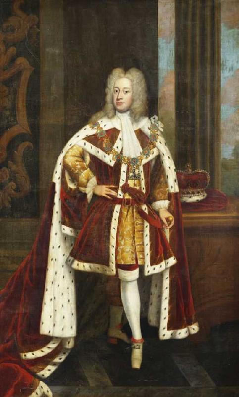 Bildnis von König George II als Prince of Wales in seiner Staatsrobe und der Kette des Hosenbandorde van Sir Godfrey Kneller