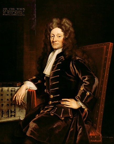 Portrait of Sir Christopher Wren (1632-1723) 1711 van Sir Godfrey Kneller