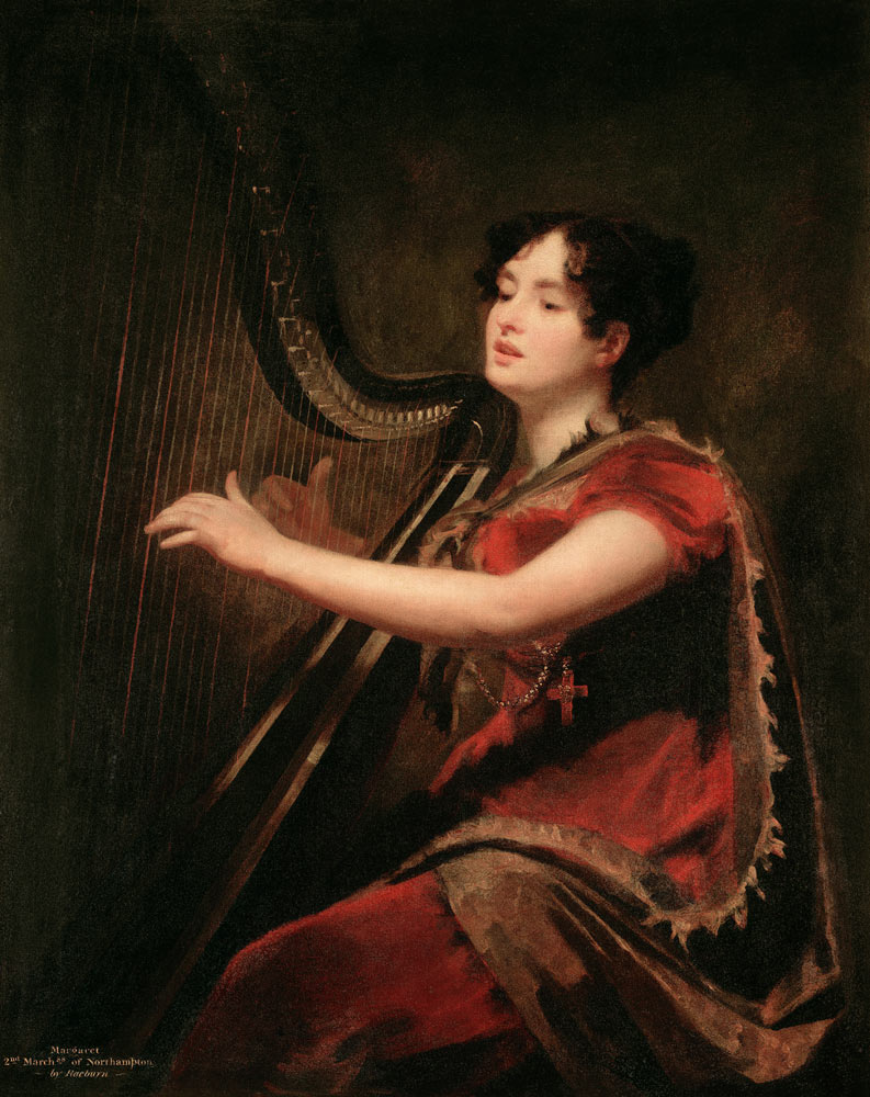 The Marchioness of Northampton, Playing a Harp, c.1820 van Sir Henry Raeburn