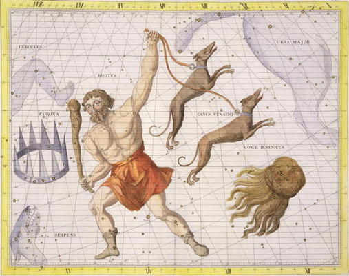 Constellation of Bootes, plate 20 from 'Atlas Coelestis', by John Flamsteed (1646-1710), published i van Sir James Thornhill
