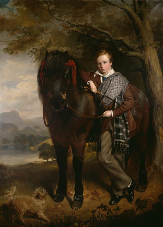 Portrait of a young boy with a pony van Sir John Watson Gordon