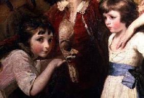 Two Girls, One Playing with a Mask, detail from the painting The Fourth Duke of Marlborough and his