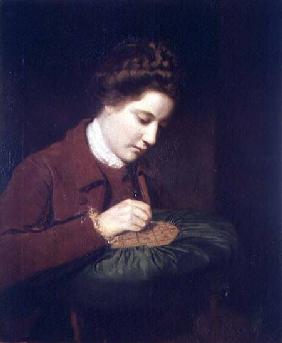 Lady embroidering, Mary Duchess of Richmond