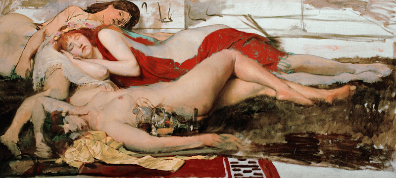Exhausted maenides van Sir Lawrence Alma-Tadema