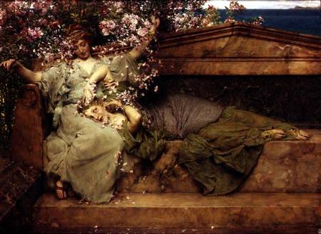 In a Rose Garden van Sir Lawrence Alma-Tadema