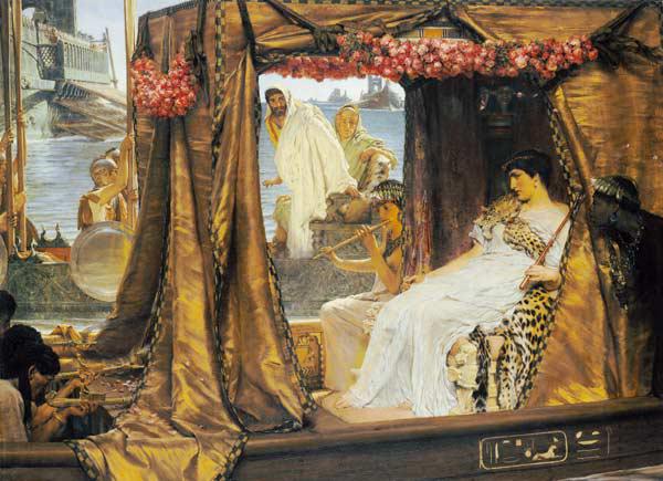 Die Begegnung von Antonius und Kleopatra.