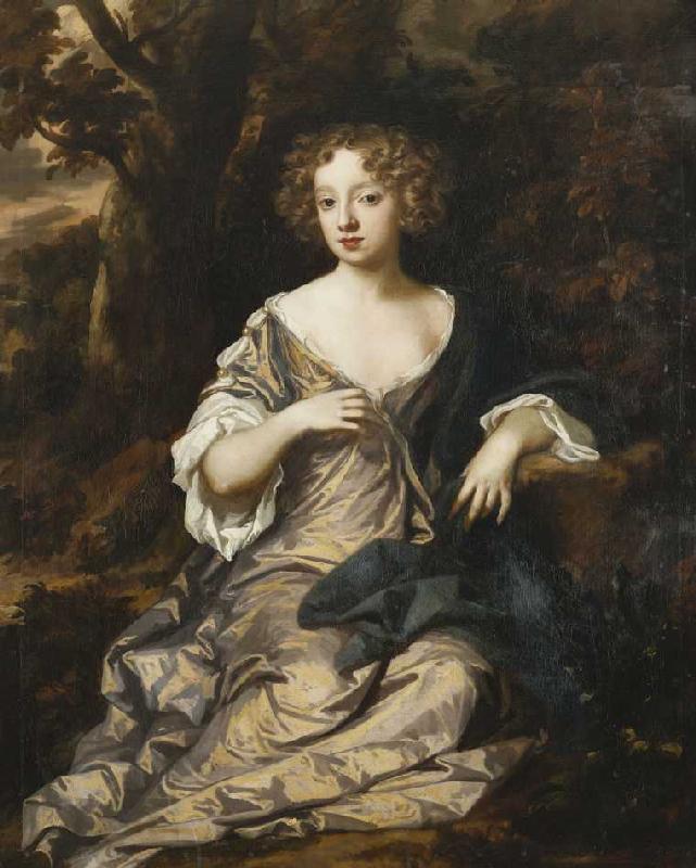 Bildnis einer jungen Dame in einem Seidenkleid. van Sir Peter Lely
