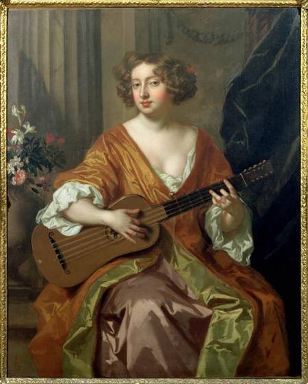 Portrait of Mrs Moll Davies, mistress of Charles II flowers painted by Jean Baptiste Monnoyer (1636- van Sir Peter Lely