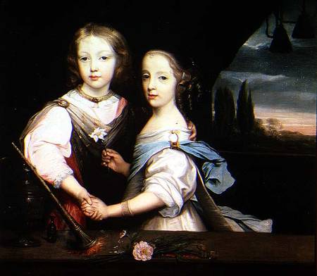 Portrait of Winston and Arabella (1648-1730) Churchill, children of Sir Winston Churchill van Sir Peter Lely