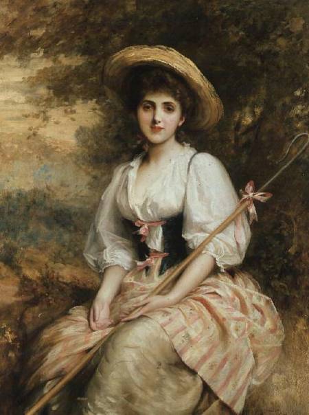 Mrs. Stuart M. Samuel as Phyllida, The Shepherdess van Sir Samuel Luke Fildes