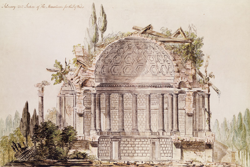 Architectural drawing for mausoleum for Frederick, Prince of Wales (1707-51) van Sir William Chambers