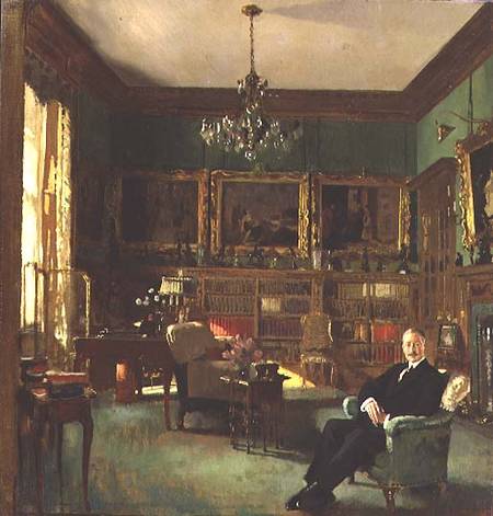 Otto Beit in his study at Belgrave Square van Sir William Orpen
