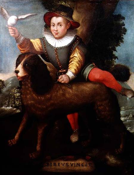 Boy and Dog, `Bibius Vincit' van Sofonisba Anguisciola