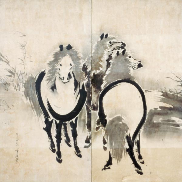 Horses, Japanese, Edo period van Soga Shohaku