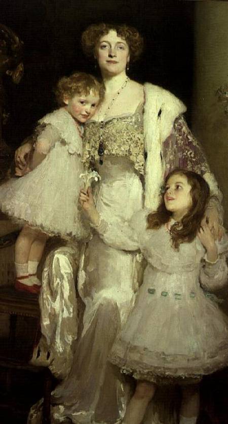 Portrait of Mrs. Alfred Mond, later Lady Melchett, and her two daughters, Mary and Nora van Solomon Joseph Solomon