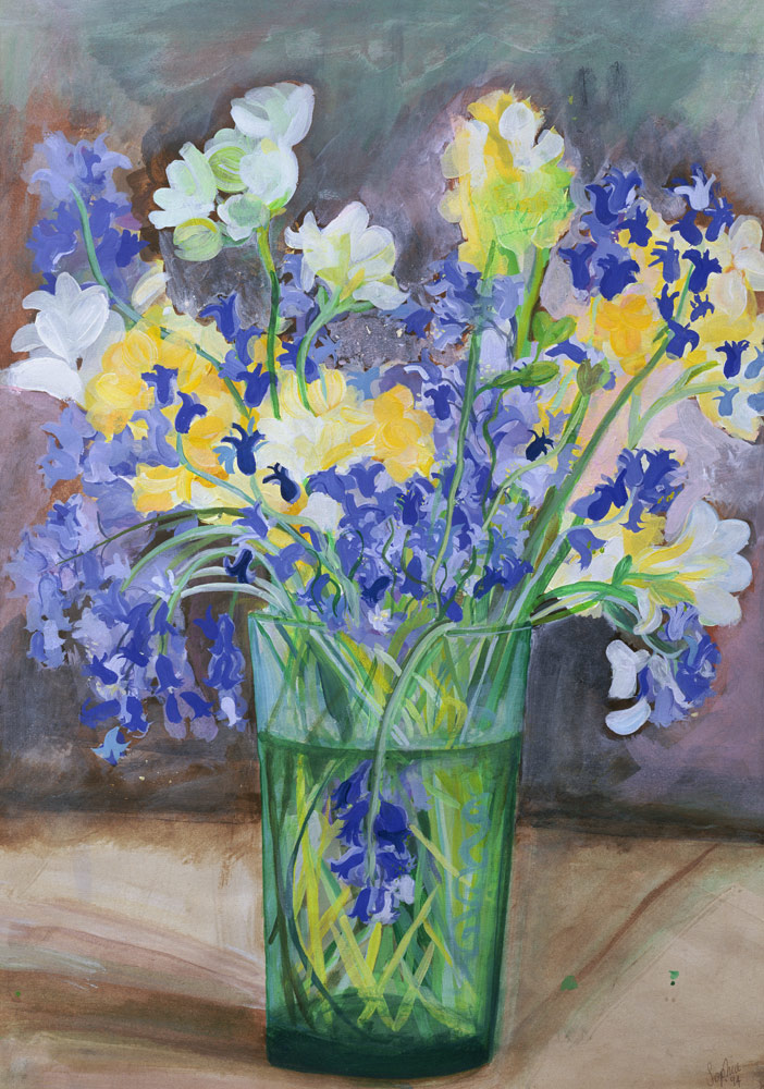 Bluebells and Yellow Flowers, 1994 (acrylic)  van Sophia  Elliot