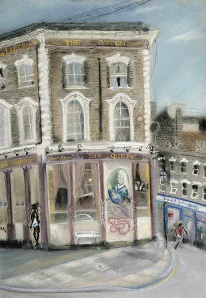 ''The Queen'' pub, Bellefields Road (pastel on paper)  van Sophia  Elliot