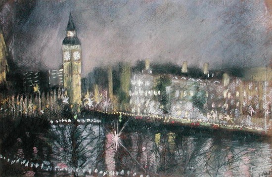 Big Ben, from the South Bank, 1995 (pastel on paper)  van Sophia  Elliot