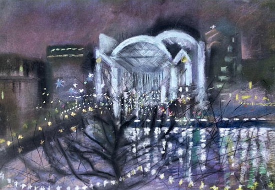 Embankment Station, from the South Bank, 1995 (pastel on paper)  van Sophia  Elliot