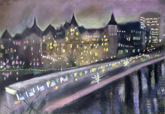 Hungerford Bridge, from the South Bank, 1995 (pastel on paper)  van Sophia  Elliot