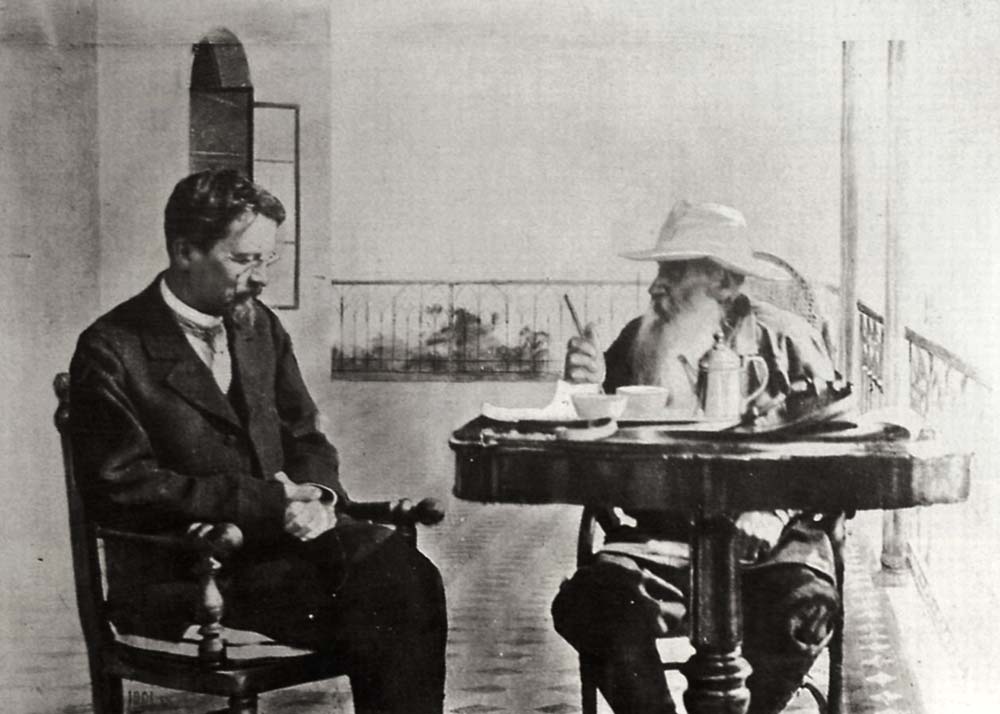 Leo Tolstoy and the Author Anton Chekhov in Gaspra van Sophia Andreevna Tolstaya