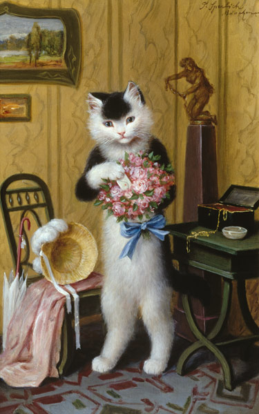 Der Blumenstrauß der Katze van Sophie Sperlich