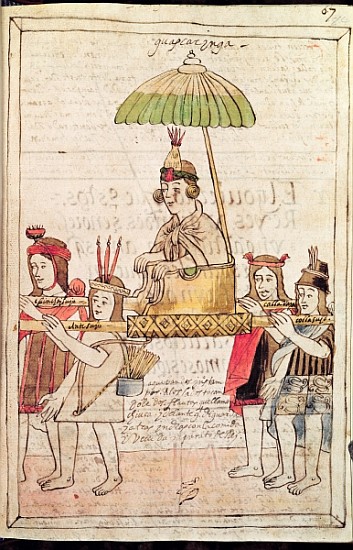 Illustration of Huascar Inca from ''Historia y Genealogia Real de los Reyes Incas del Peru, de sus h van Spanish School