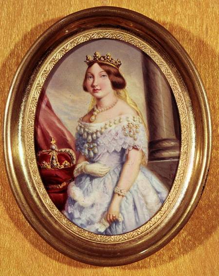 Miniature portrait of Queen Isabella II (1830-1904) van Spanish School