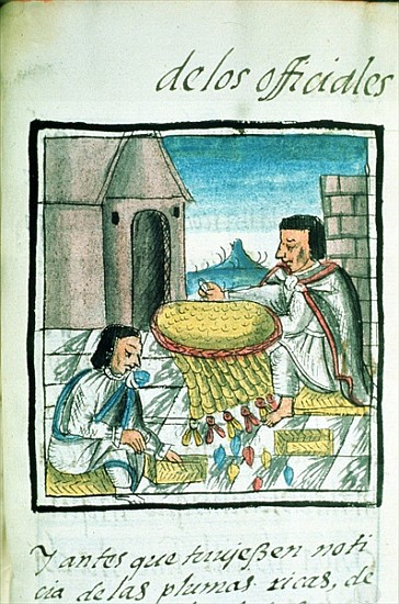 Ms Palat. 218-220 Book IX Aztec feather artisans at work, from the ''Florentine Codex'' by Bernardin van Spanish School