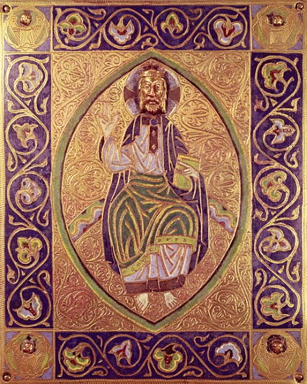 Plaque depicting Christ blessing (gold & champleve enamel) van Spanish School