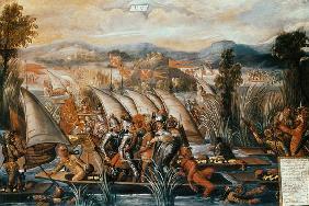 The Capture of Guatemoc (c.1495-1522), the last Aztec Emperor of Mexico