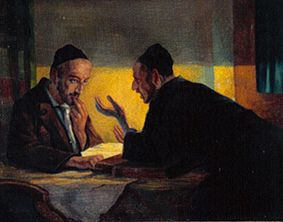 Zwei Juden beim Talmudstudium. van Stanislaw Bender