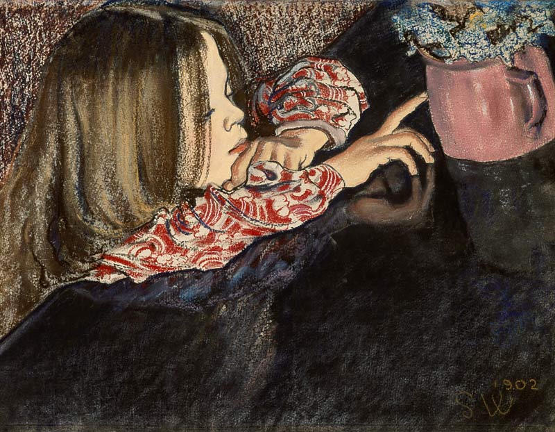 Kind mit einem Blumentopf van Stanislaw Wyspianski