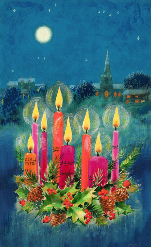 Christmas Candles (gouache)  van Stanley  Cooke