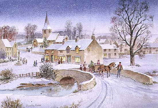 Christmas Eve in the Village (w/c on paper)  van Stanley  Cooke
