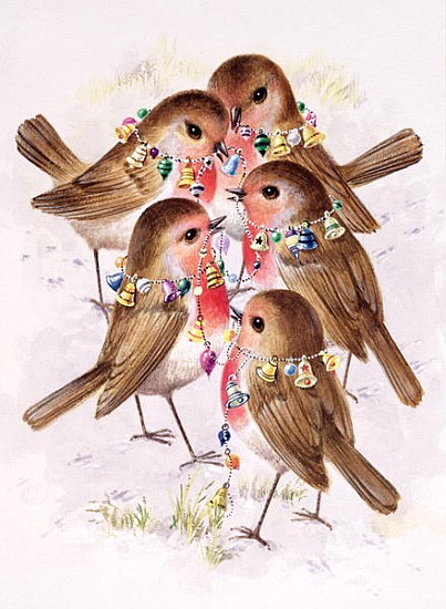 Christmas Robins (w/c on paper)  van Stanley  Cooke