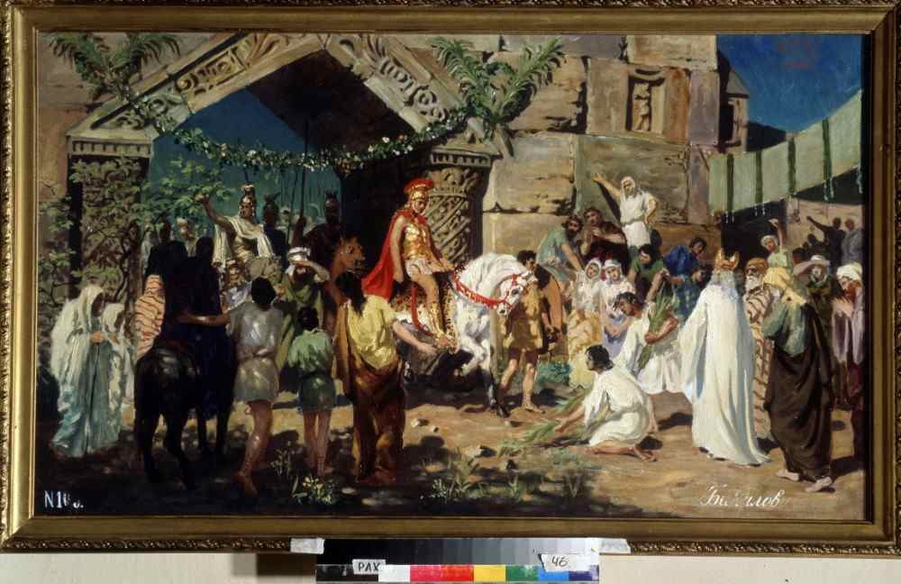 Alexander the Great visits Jerusalem van Stefan Vladislavovich Bakalowicz