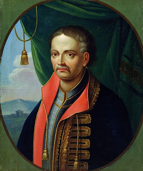 Portrait of Ivan Mazepa, hetman of the Ukrainian cossacks van Stepan Zemlykov