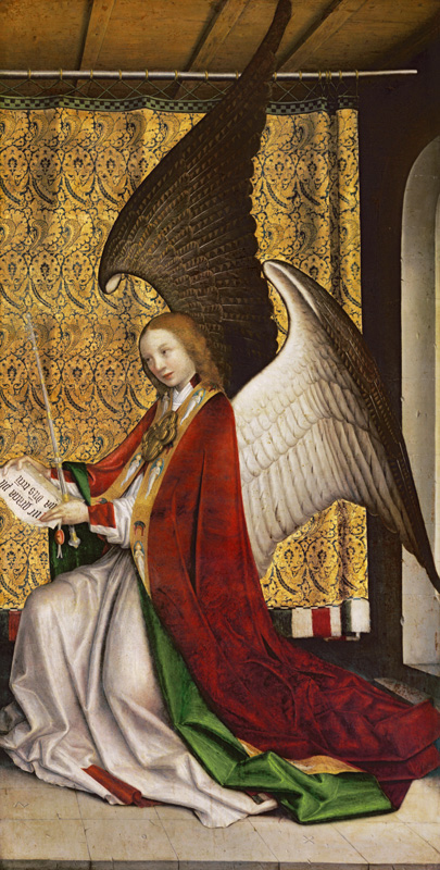 Dreikönigsaltar im Dom zu Köln: Engel der Verkündigung Mariae van Stephan Lochner