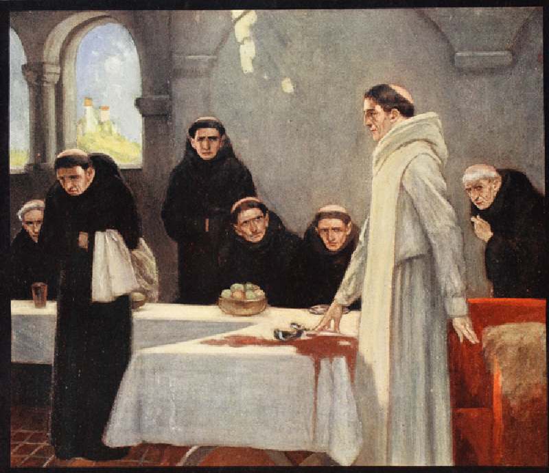 Saint Benedict and the Monks, illustration from Helmet & Cowl: Stories of Monastic and Military Orde van Stephen Reid