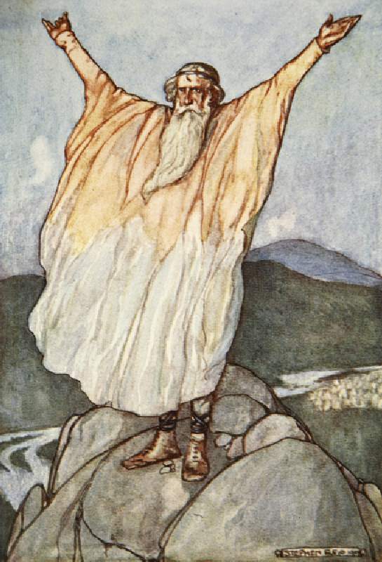 The Moment of Good-luck is come, illustration from Cuchulain, The Hound of Ulster, by Eleanor Hull ( van Stephen Reid