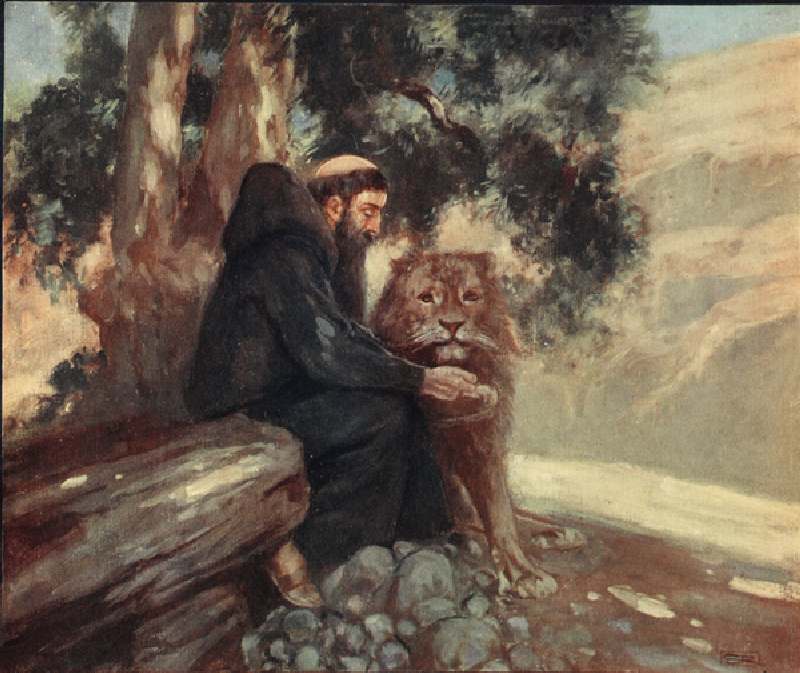 Saint Jerome and the Lion, illustration from Helmet & Cowl: Stories of Monastic and Military Orders  van Stephen Reid
